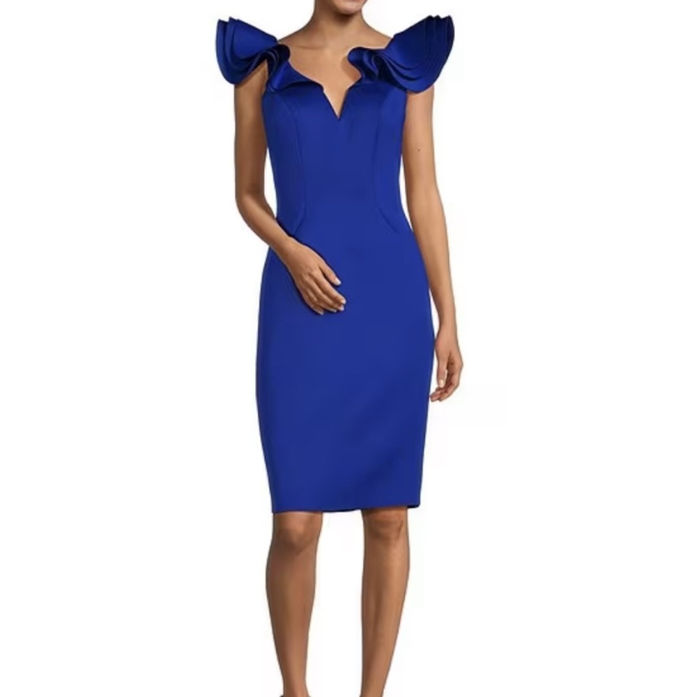 Eliza J Scuba Sheath Cocktail Blue Dress